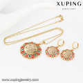 63886 Xuping fashion new designed gold plated women earring and pendant sets